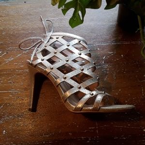 Audrey Brooke Gold Shimmer and Stud Gladiator Heel